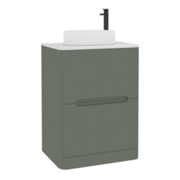 Royal Bathrooms Venice 600mm Sage Green Freestanding Bathroom Countertop Vanity Unit 2 Drawer With Lyon Basin - thumbnail 7