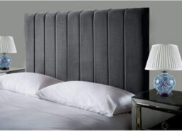 "Empire Beds Portland 24"" Height Headboard In Steel Plush Velvet Fabric For Super Kingsize Beds"