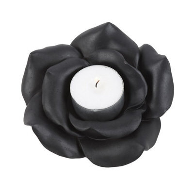 Black Rose Resin Tealight Candle Holder - image 1