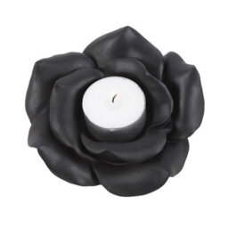 Black Rose Resin Tealight Candle Holder - thumbnail 1