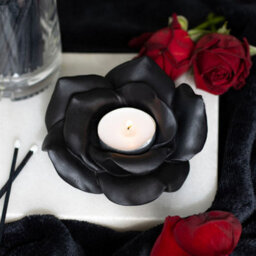 Black Rose Resin Tealight Candle Holder - thumbnail 4