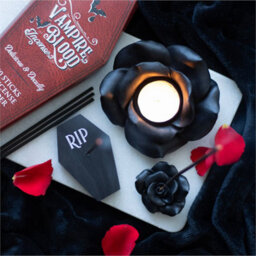 Black Rose Resin Tealight Candle Holder - thumbnail 6