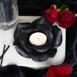Black Rose Resin Tealight Candle Holder - thumbnail 5