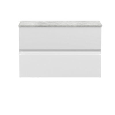 Hudson Reed Urban 805mm Satin White Wall Hung 2 Drawer Vanity Unit And Laminate Worktop With Silent Close, 522 X 805 X 390mm - image 1