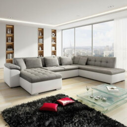 Niko Bis U Shaped Fold Out Corner Sofa Bed For Living Room With Storage Melange Grey And White Left - thumbnail 1