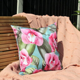 Evans Lichfield Orchids Floral Printed Uv & Water Resistant Outdoor Polyester Filled Cushion - thumbnail 3