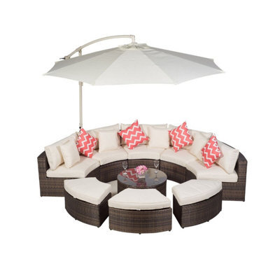 Giardino Monaco Luxury Large Rattan Garden Sofa Set - Brown - image 1
