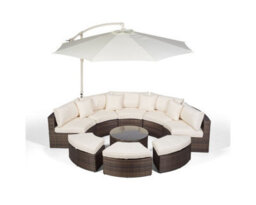 Giardino Monaco Luxury Large Rattan Garden Sofa Set - Brown - thumbnail 4