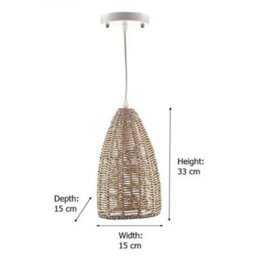 Trueshopping Wicker Rattan Basket Pendant Light - Small - thumbnail 6