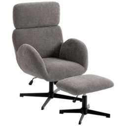 Grey Swivel Armchair And Footstool Set, Raindrop Velvet Accent Chair - thumbnail 1