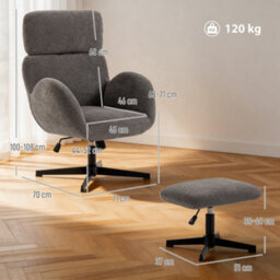 Grey Swivel Armchair And Footstool Set, Raindrop Velvet Accent Chair - thumbnail 2