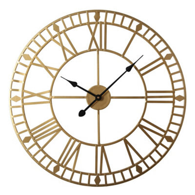 Eos - Skeleton Wall Clock With Roman Numerals - 60X60Cm - (Gold) - image 1