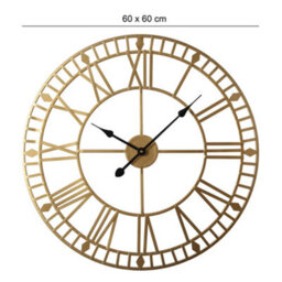 Eos - Skeleton Wall Clock With Roman Numerals - 60X60Cm - (Gold) - thumbnail 5