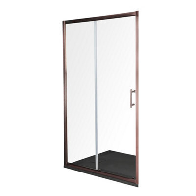 Homestylestore Copper Reversible Wet Room Sliding Door Shower Enclosure With Graphite Slate Effect Tray 1000 X 800mm - image 1