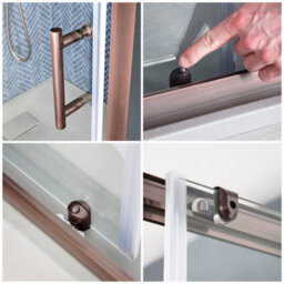 Homestylestore Copper Reversible Wet Room Sliding Door Shower Enclosure With Graphite Slate Effect Tray 1000 X 800mm - thumbnail 2