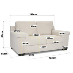Bravich Enzo Corduroy Sofa - Cream, 2 Seater - thumbnail 4