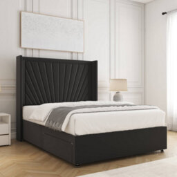 Bsspoke Alina Divan Bed Set Black Plush Velvet With 54Inch Headboard  & No Drawers No Mattress In Double King 4Ft 6Ft - thumbnail 2