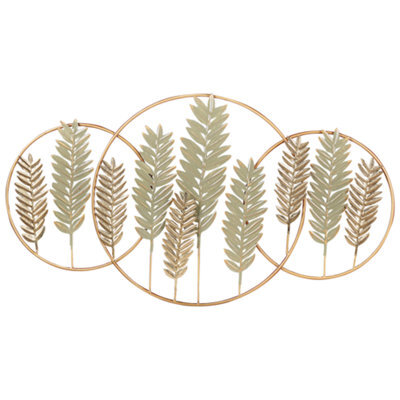 Beliani Wall Decor Leaf Copernicium 50 Cm Metal Gold - image 1