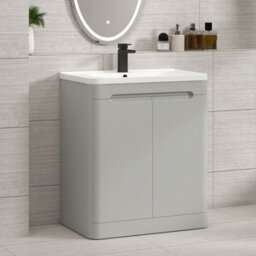 Royal Bathrooms Venice 700mm Dove Grey Floor Standing Bathroom Vanity Unit 2 Drawer With Ceramic Basin - 1 Tap Hole Basin - thumbnail 5