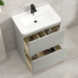 Royal Bathrooms Venice 700mm Dove Grey Floor Standing Bathroom Vanity Unit 2 Drawer With Ceramic Basin - 1 Tap Hole Basin - thumbnail 4