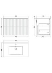 Balterley Callingwood Contemporary Wall Hung 2 Drawer Vanity Unit With Minimalist Ceramic Basin , 800mm, Matt White - thumbnail 2