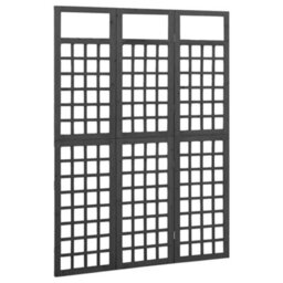 Berkfield Durable 3-Panel Room Divider/trellis Solid Fir Wood Black 121X180 Cm