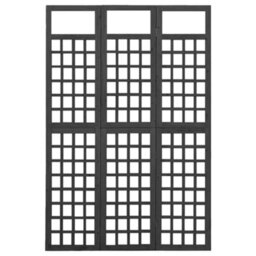Berkfield Durable 3-Panel Room Divider/trellis Solid Fir Wood Black 121X180 Cm - thumbnail 3