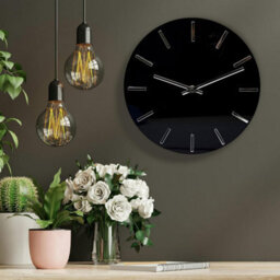 Hanging Modern Black Wall Clock Battery Powered 29Cm Round Frameless Home Decoration Time Organise - thumbnail 2