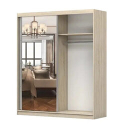Multi 35 X 183 Modern Sliding Door Wardrobe With Mirror Stylish Storage In White And White Semi Gloss Finish - thumbnail 4