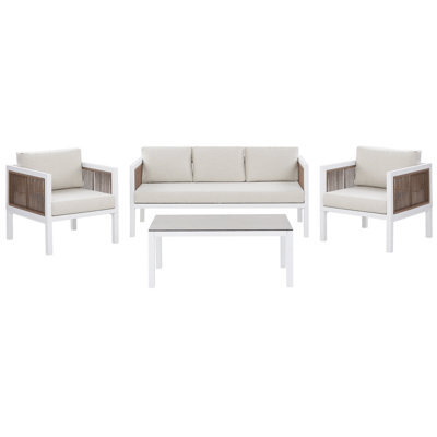 Beliani Garden Lounge Set With Table 5 Seater Borello Metal White - image 1