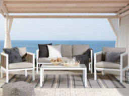 Beliani Garden Lounge Set With Table 5 Seater Borello Metal White - thumbnail 2
