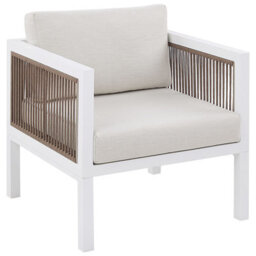 Beliani Garden Lounge Set With Table 5 Seater Borello Metal White - thumbnail 4