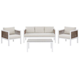 Beliani Garden Lounge Set With Table 5 Seater Borello Metal White - thumbnail 1
