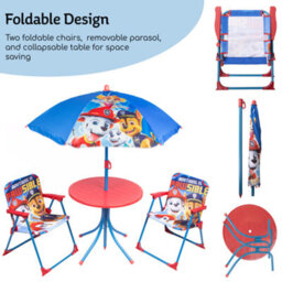 Relsy Kids Outdoor Patio Set Paw Patrol: Table, 2X Chairs, Parasol - Garden Furniture For Children - thumbnail 3