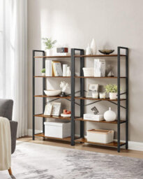 Songmics 5 Tier Shelf Bookcase, Storage Unit, With Steel Frame, For Any Spaces, Industrial, Rustic Brown And Black - thumbnail 3