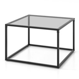 Gainoom Tempered Grey Glass Top Coffee Table Home Square Tea Table Accent Sofa Table - thumbnail 6
