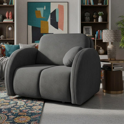 Armchair Convertible To Single Bed With Storage Viva Comfy I Graphite - image 1