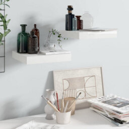 Berkfield Floating Wall Shelves 2 Pcs High Gloss White 23X23.5X3.8 Cm Mdf - thumbnail 1