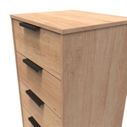 Osaka 5 Drawer Tall Bedside Cabinet In Nebraska Oak (Ready Assembled) - thumbnail 4