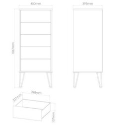 Osaka 5 Drawer Tall Bedside Cabinet In Nebraska Oak (Ready Assembled) - thumbnail 7