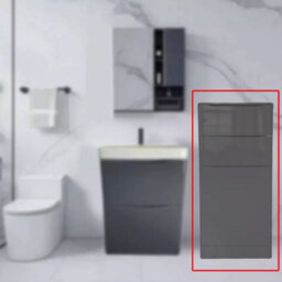 D Pro T Bathrooms 350mm Slimline High Gloss Grey Bathroom Cabinet 1200mm Tall, Floor Standing, Soft Close Drawers & Door