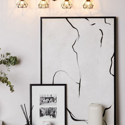 Beliani Ceiling Lamp Black 4-Light Cage Shades, Adjustable Arms, Gloss Iron Finish (W66 X D10 X H18Cm) - image 1