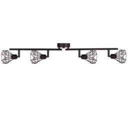 Beliani Ceiling Lamp Black 4-Light Cage Shades, Adjustable Arms, Gloss Iron Finish (W66 X D10 X H18Cm) - thumbnail 4
