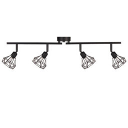 Beliani Ceiling Lamp Black 4-Light Cage Shades, Adjustable Arms, Gloss Iron Finish (W66 X D10 X H18Cm) - thumbnail 3