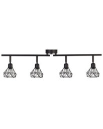 Beliani Ceiling Lamp Black 4-Light Cage Shades, Adjustable Arms, Gloss Iron Finish (W66 X D10 X H18Cm) - thumbnail 2