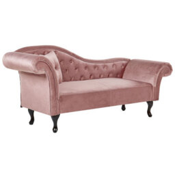 Beliani Left-Hand Chaise Longue Lattes Velvet Pink - thumbnail 4