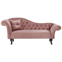 Beliani Left-Hand Chaise Longue Lattes Velvet Pink - thumbnail 1