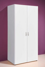 Arte Base Timeless Hinged 2 Door Wardrobe In White - Classic Design With Ample Storage - W81Cm X H176Cm X D51Cm - thumbnail 2