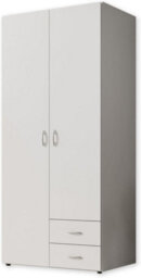 Arte Base Timeless Hinged 2 Door Wardrobe In White - Classic Design With Ample Storage - W81Cm X H176Cm X D51Cm - thumbnail 1