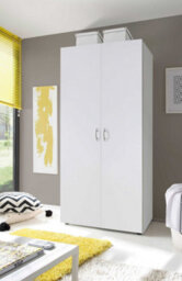 Arte Base Timeless Hinged 2 Door Wardrobe In White - Classic Design With Ample Storage - W81Cm X H176Cm X D51Cm - thumbnail 3